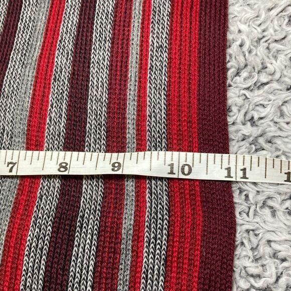 FRAAS  BLK/Red Fringe 100% Wool Striped Scarf - Picture 7 of 8